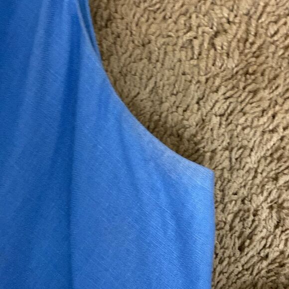 Lauren Ralph Lauren Blue Linen Drop Waist Pleated Skirt Dress size 14 Summer - Picture 9 of 12